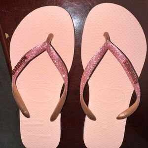 NEW SPARKLY PINK HAVAIANAS FLIP FLOPS